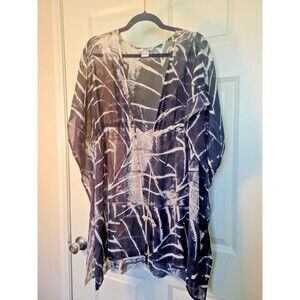 Michelle Jonas Travelwear (MiJo) 100% Silk Chiffon Kaftan Size M Abstract Print